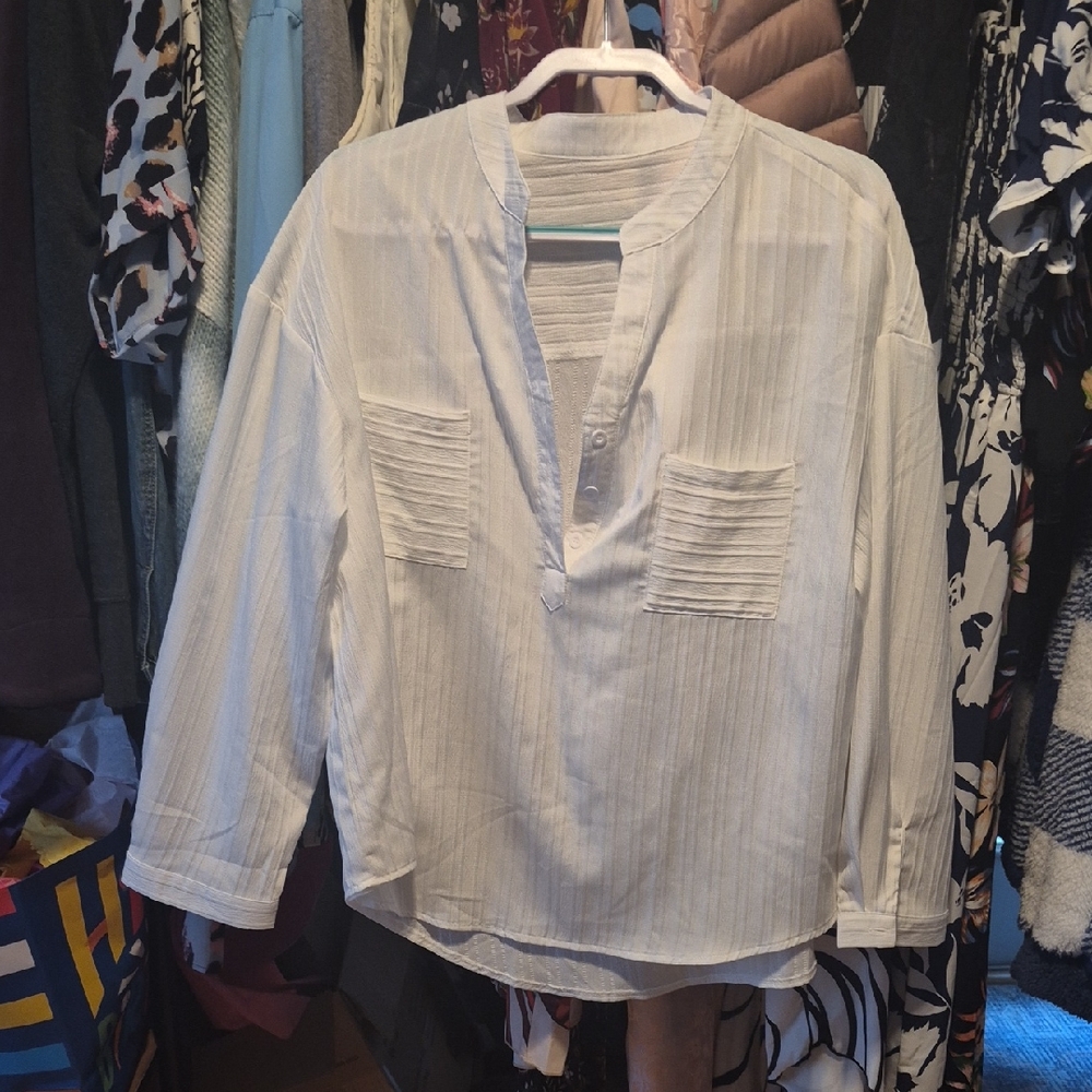 SHEIN White Striped Tunic Top